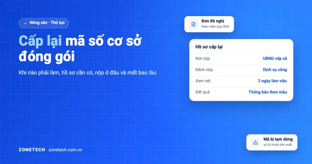 Cấp lại mã số cơ sở đóng gói: Khi nào phải làm, hồ sơ cần có, nộp ở đâu và mất bao lâu