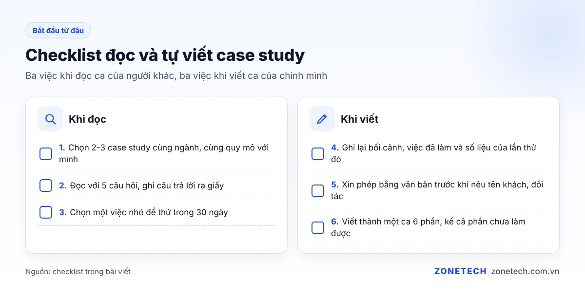 Checklist đọc và tự viết case study cho doanh nghiệp nhỏ