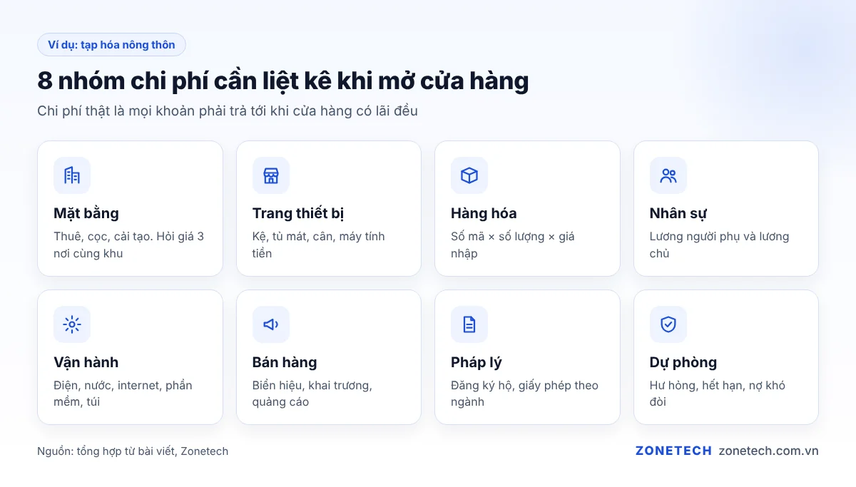 Bảng các khoản chi phí khi mở cửa hàng tạp hóa ở nông thôn