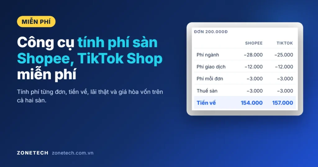Công cụ tính phí sàn Shopee, TikTok Shop miễn phí
