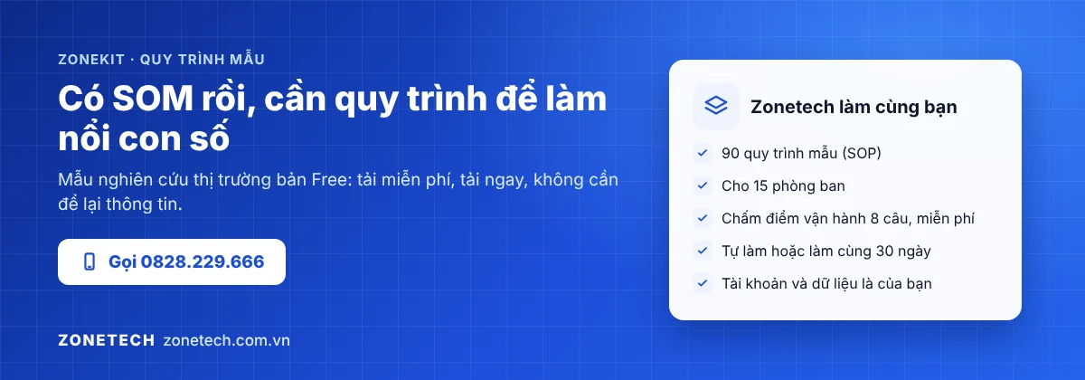 Zonetech ZoneKit 90 quy trình mẫu, kèm mẫu nghiên cứu thị trường bản Free tải miễn phí