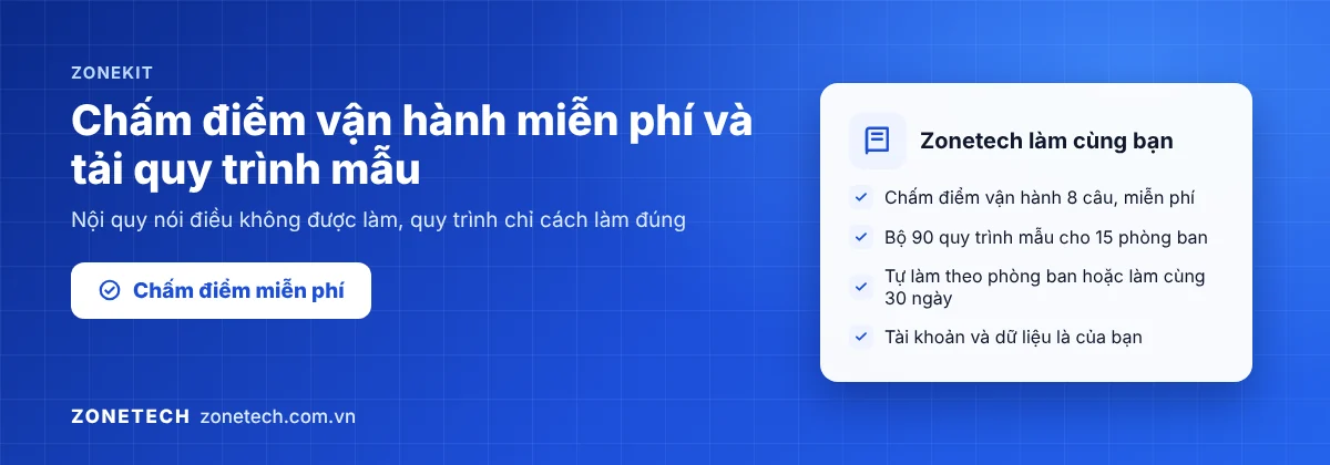 Zonetech: chấm điểm vận hành miễn phí và tải bộ quy trình mẫu ZoneKit