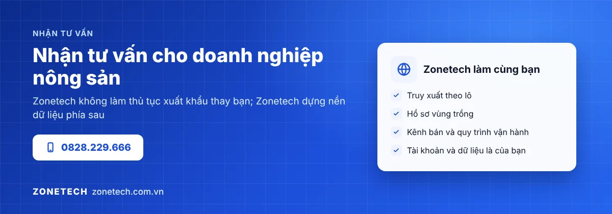 Nhận tư vấn cho doanh nghiệp nông sản cùng Zonetech