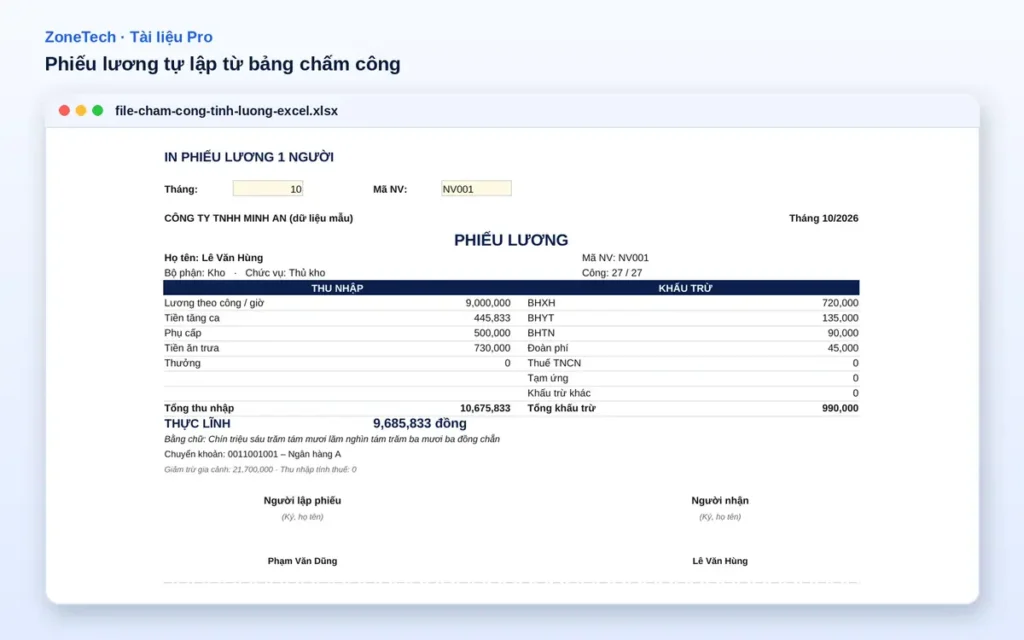 File chấm công và tính lương Excel – ảnh chụp file