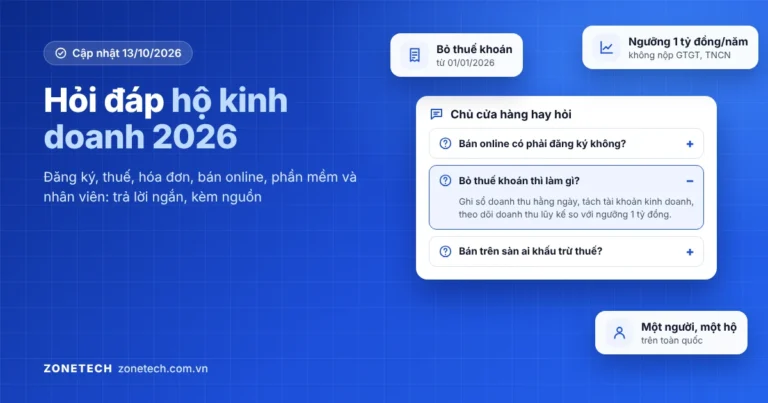 Ảnh bìa hỏi đáp hộ kinh doanh 2026: bỏ thuế khoán, ngưỡng 1 tỷ đồng/năm, mỗi người đứng tên một hộ