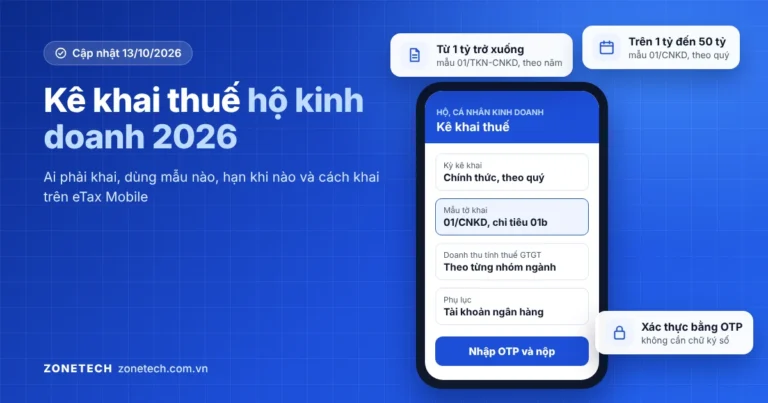 Ảnh bìa bài kê khai thuế hộ kinh doanh 2026: mẫu 01/TKN-CNKD, 01/CNKD, kỳ khai và cách khai trên eTax Mobile