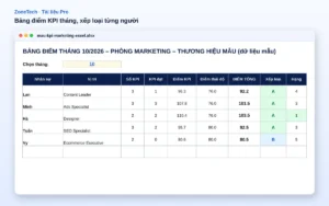 Xem trước Mẫu KPI và đánh giá nhân viên marketing