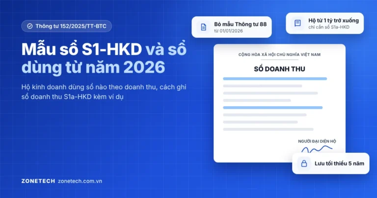 Ảnh bìa mẫu sổ S1-HKD và sổ doanh thu hộ kinh doanh dùng từ năm 2026 theo Thông tư 152/2025/TT-BTC