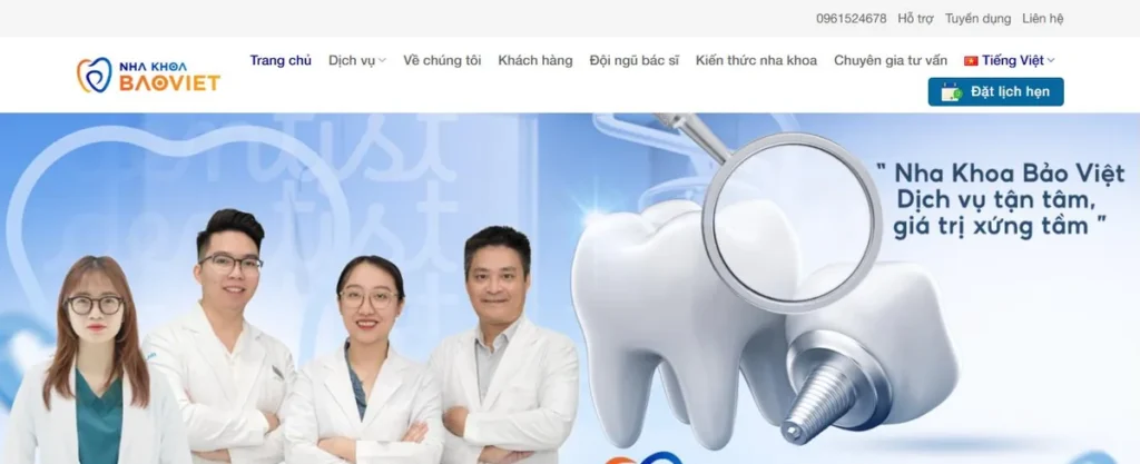 Giao diện website Nha Khoa Bảo Việt