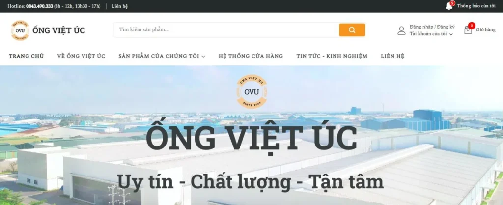 Website Ống Việt Úc do ZoneTech làm