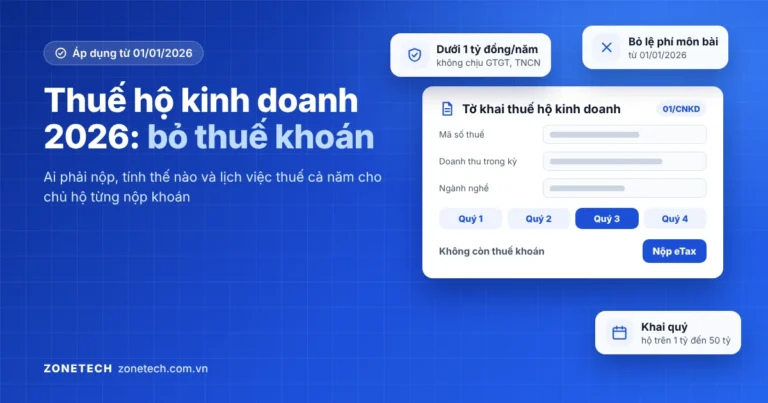 Ảnh bìa thuế hộ kinh doanh 2026: bỏ thuế khoán, ngưỡng 1 tỷ đồng/năm, khai quý cho hộ trên ngưỡng